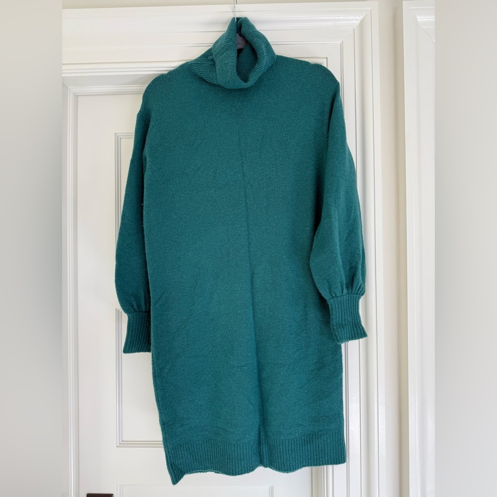 Jcrew Teal Turtleneck Sweater Dress - small